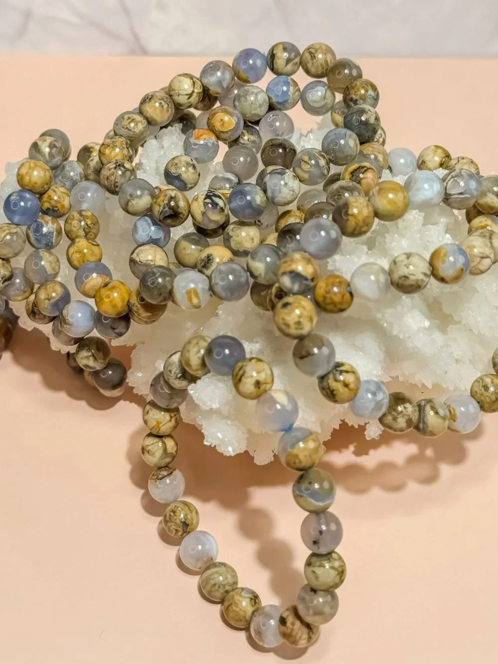 Chalcedony Beaded Bracelet (Bead size: 9mm-10mm)